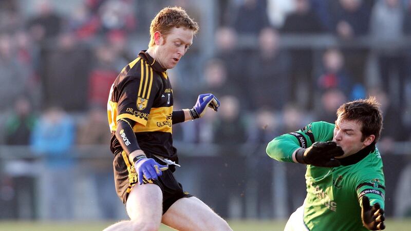 Cooper has a shot saved by Nemo Rangers’ Brian Morgan during the 2011 Munster Club SFC Final. Photo: Lorraine O’Sullivan/Inpho