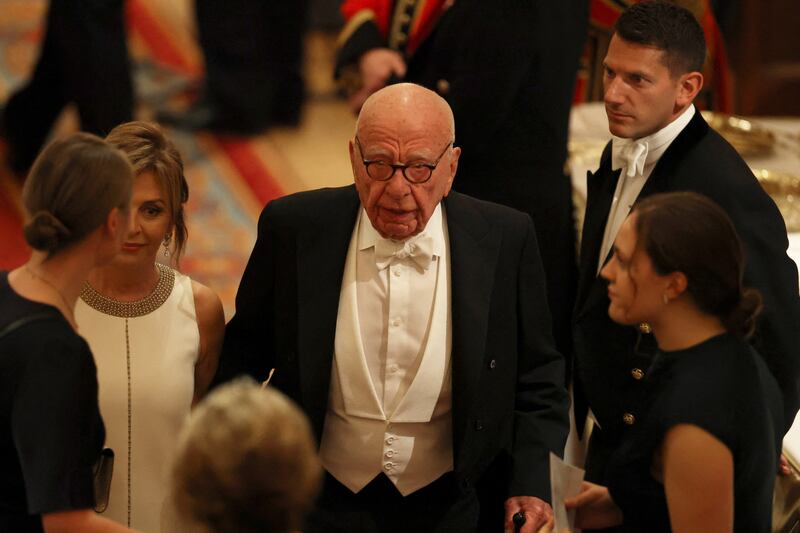 Media mogul Rupert Murdoch arrives at the banquet. Photograph: Phil Noble/PA Wire