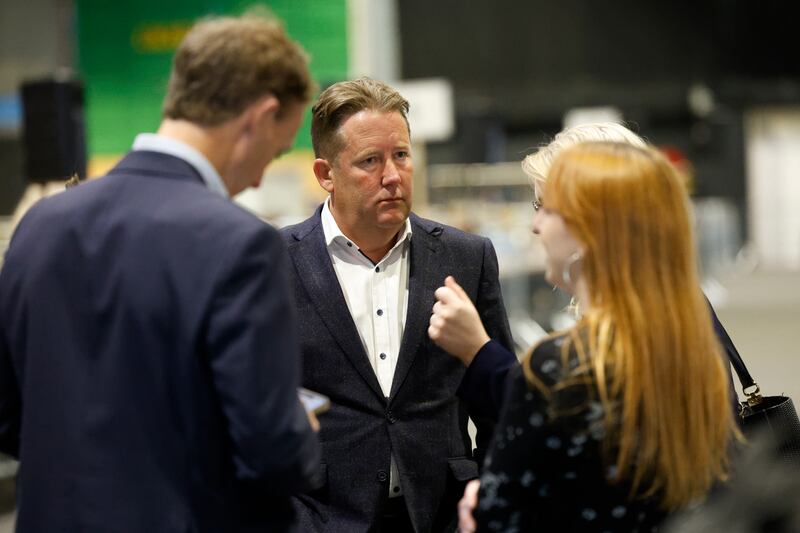 The Minister for Housing and Director of the European Elections Darragh O'Brien at the RDS count centre this afternoon.  Photograph Nick Bradshaw