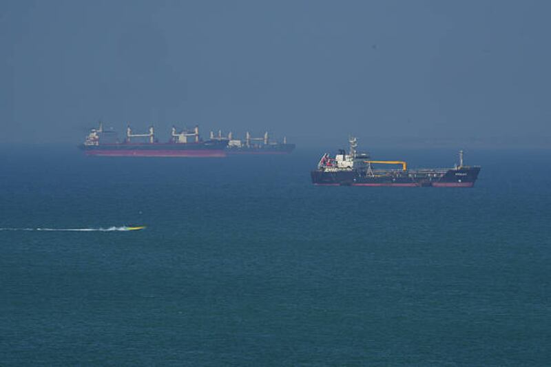 The Ateela 2 oil tanker boat at sea on Tuesday near Qeshm Island, Iran, in the Strait of Hormuz. Photograph: Asghar Besharati/Getty