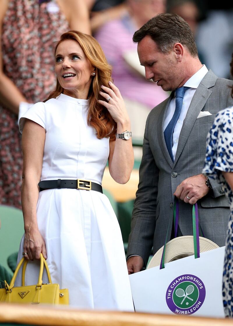 Geri and Christian Horner at  centre court action on day five of the Wimbledon Championships. Photograph: Press Association