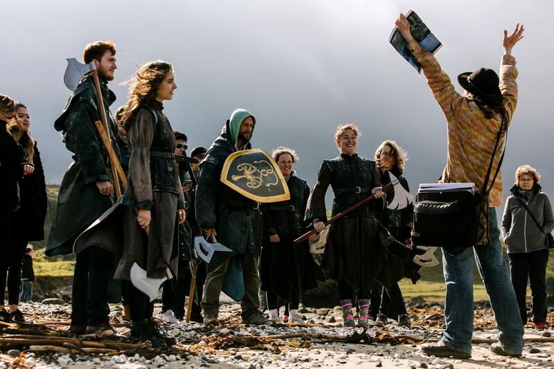 Game of Thrones:  Brian Cunning (right), an extra on the show, leads a tour. Photograph: Robert Ormerod/NYT