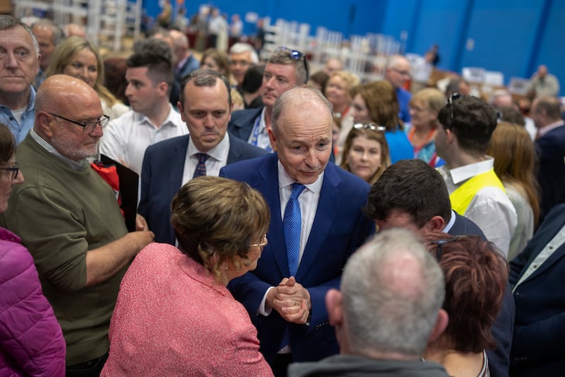 Taoiseach Micheál Martin at the Galway count centre at the Lawn and Tennis Club in Salthill. Photograph: Chris Maddaloni/The Irish Times