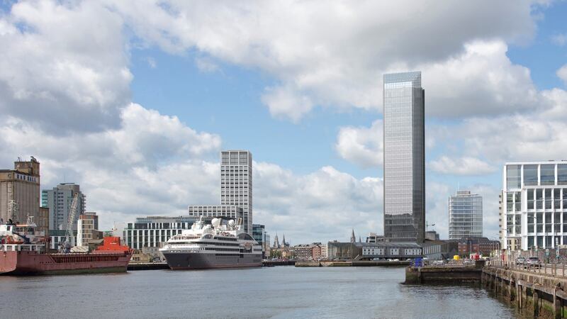 A computer-generated image of the planned 34-storey hotel and commercial complex.