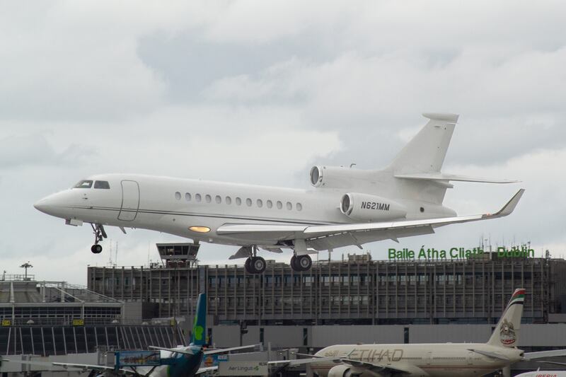 Taylor Swift's jet landing at Dublin Airport today. Photograph by Shaun Dunne
