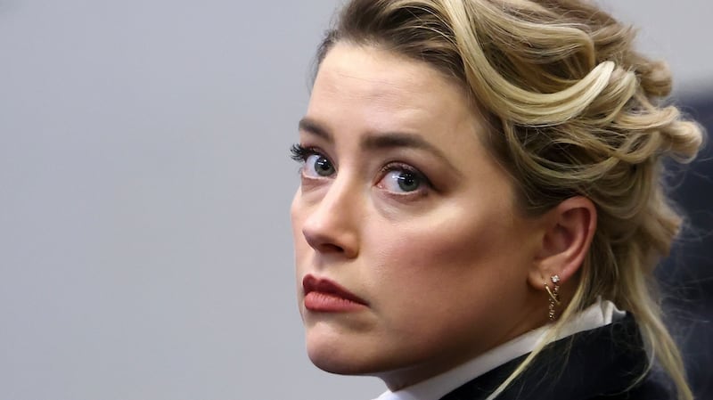 Actor Amber Heard is pictured in the Fairfax County Circuit Courthouse in Virginia on Wednesday. Photograph: Evelyn Hockstein/Pool Photo via AP