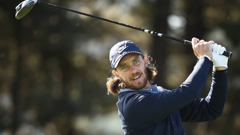 Tommy Fleetwood of England plays his shot from the 14th tee during the second round of the 2020 PGA Championship. Photograph: Ezra Shaw/Getty