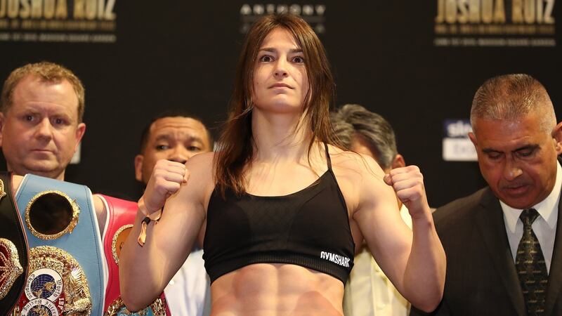 Katie Taylor is bidding to unify the lightweight division as she takes on Delfine Persoon on the Joshua undercard. Photograph: Al Bello/Getty