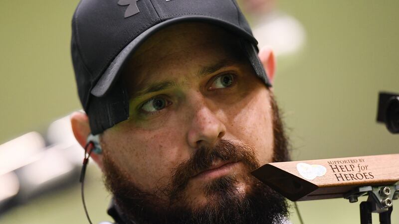 Ireland’s  Phil Eaglesham  before his round in the Mixed 10m Air Rifle Prone SH2 Qualifier at the  the Rio  Paralympic Games. Photograph: Diarmuid Greene/Sportsfile