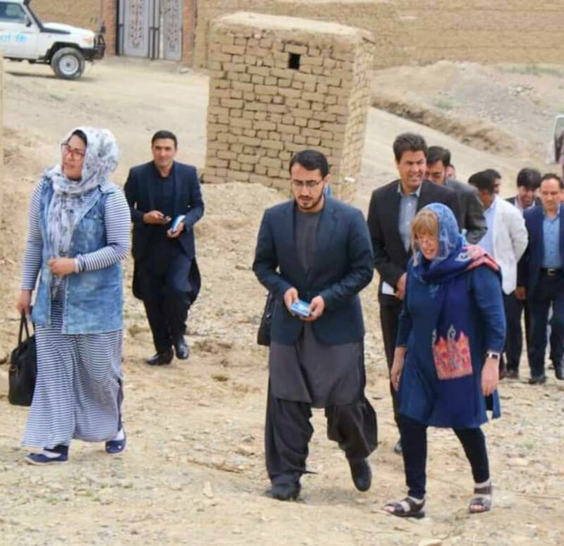 Therese visiting a school sanitation project while working in Afghanistan  