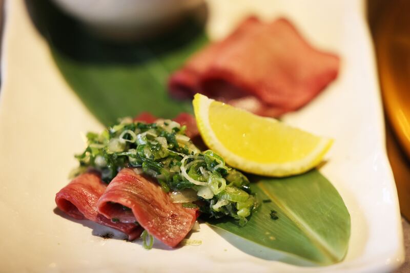 Yakiniku Matsukawa: Premium tongue. Photograph: Alan Betson