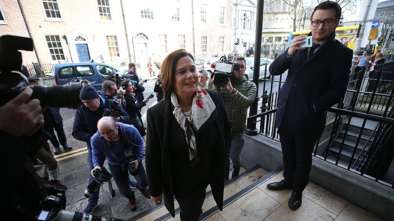 Mary Lou McDonald going into a party meeting in Buswells Hotel. Photograph: Nick Bradshaw