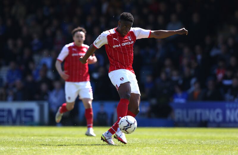 Chiedozie Ogbene of Rotherham in action in League One. Photograph: Henry Browne/Getty