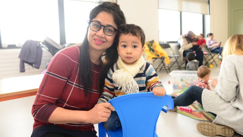 Arunima Dutta with baby Kyan, in Adamstown, Co Dublin. Photograph: Bryan O’Brien/The Irish Times