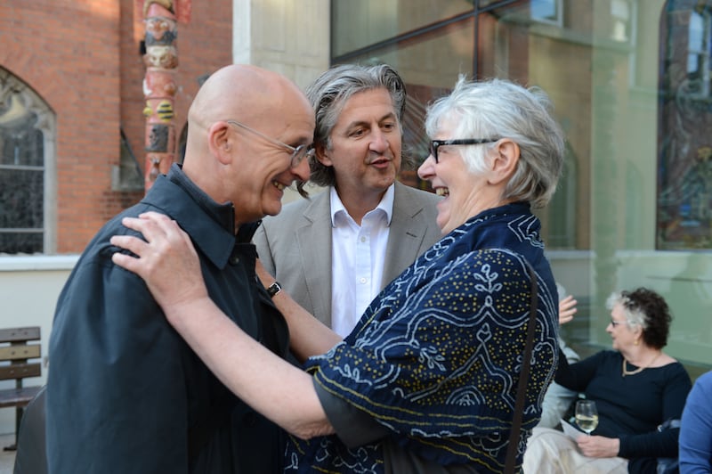 Author Roddy Doyle, then Abbey Theatre director Fiach Mac Conghail and Shivaun O'Casey at a performance of The Plough and the Stars at the O'Reilly Theatre, Belvedere College in 2012. Photograph: Alan Betson
