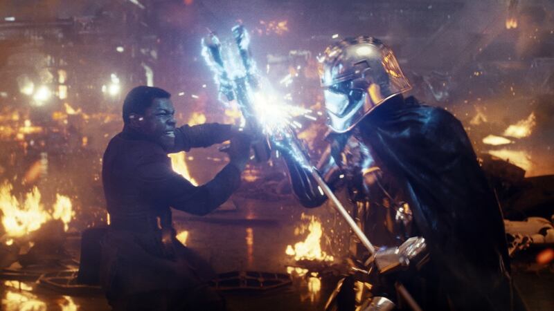 John Boyega (left) in Star Wars: The Last Jedi.