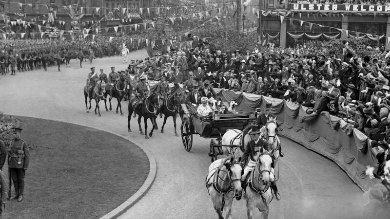 King George V and Queen Mary arrive for the opening of the parliament of Northern Ireland in Belfast on June  23rd, 1921. Photograph: Daily Mirror/Mirrorpix/Mirrorpix via Getty