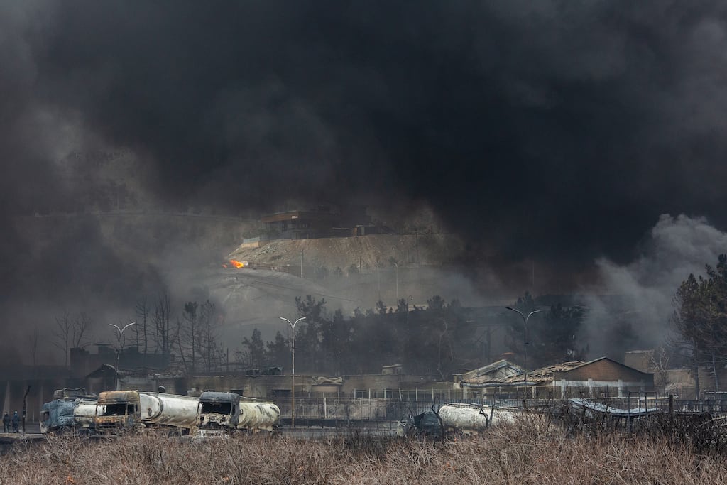 Smoke rises from an oil storage facility that was targeted in Tehran, Iran during the ongoing US-Israeli war on Iran. Photograph: Arash Khamooshi/The New York Times