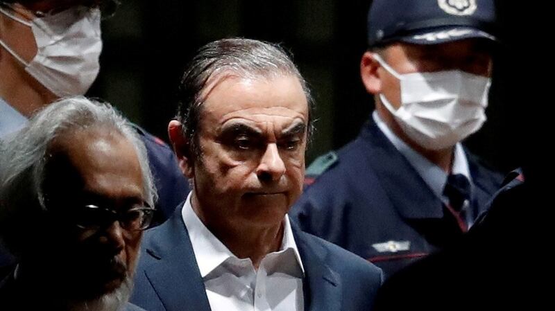 Former Nissan Motor chariman Carlos Ghosn leaving Tokyo Detention House in Japan. Photograph: Issei Kato