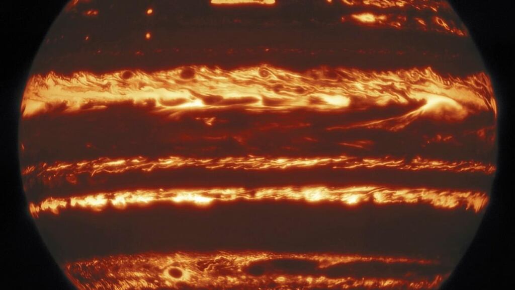 Jupiter as seen through the International Gemini Observatory’s lucky imaging process. Photograph: International Gemini Observatory/EPA