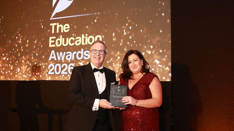 Rory O'Sullivan, awards judge, presents the career impact Rory O'Sullivan, awards judge, presents the career impact strategy - employability, access & skills development award to Olga Mitchell, MTU Access Service