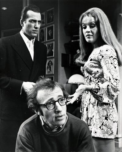 Sheila Sullivan with Jerry Lacy (left) and Woody Allen in a stage production of Play It Again, Sam in 1969. Photograph: Friedman-Abeles/New York Public Library via The New York Times