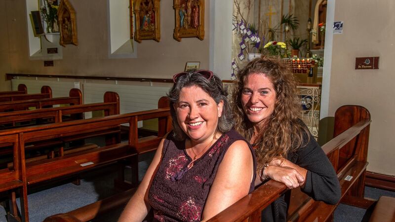 Maura O’Shea and Jenni Appadoo in St John the Baptist Catholic church in Killeagh, Co Cork. Photograph: Michael Mac Sweeney/Provision