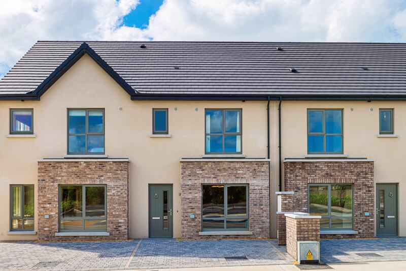 The Bawnogues: exterior of the three-bed end-terrace.
