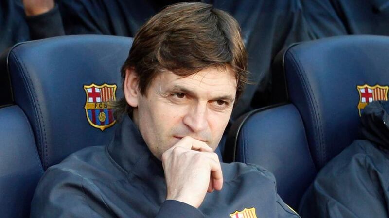Former Barcelona coach Tito Vilanova (left) has died from throat cancer at the age of 45.Photograph:  Albert Gea/Reuters