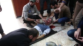 Syrian children flee as kindergarten is bombed in Ghouta