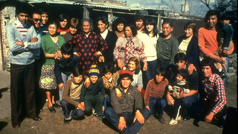 Diego Maradona  with family and friends in Argentina. Photo: Allsport UK/Allsport