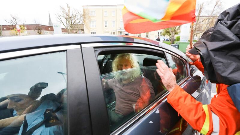 Independent TD Mick Wallace arrives at Limerick Prison on Wednesday afternoon where he was  jailed briefly for not paying a court fine. Photograph: Brian Gavin/Press 22.