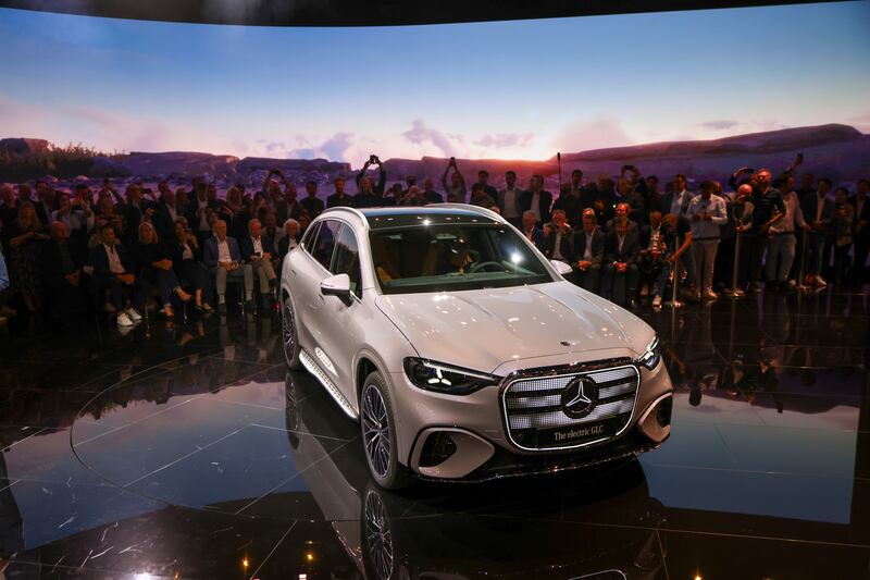 The Mercedes-Benz AG GLC 400 electric car, unveiled in Munich this week. Photograph: Alex Kraus/Bloomberg