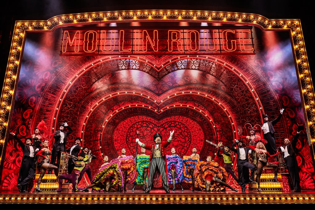 The cast on stage for Moulin Rouge! The Musical