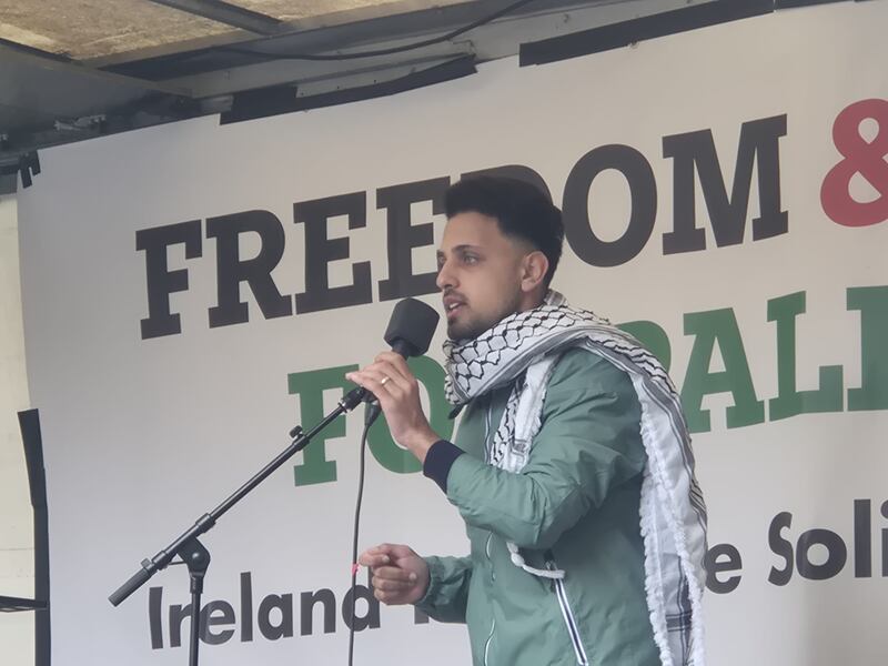 Hamza Salha, a Palestinian journalist who now lives in Ireland, spoke about surviving an Israeli air strike in 2023. Photograph: Órla Ryan