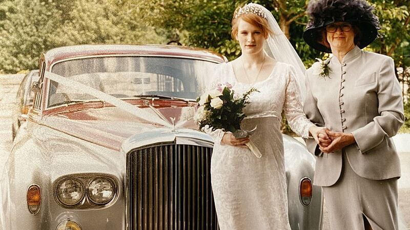 Ciara McQuillan on her wedding day, with her mother. ‘We knew she had been engaged to a doctor before she met our father and that it had ended in heartbreak. We just didn’t know the extent of her heartbreak.’