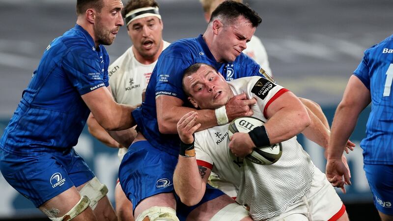 James Ryan tackles Ulster’s Jack McGrath. Photograph: Billy Stickland/Inpho