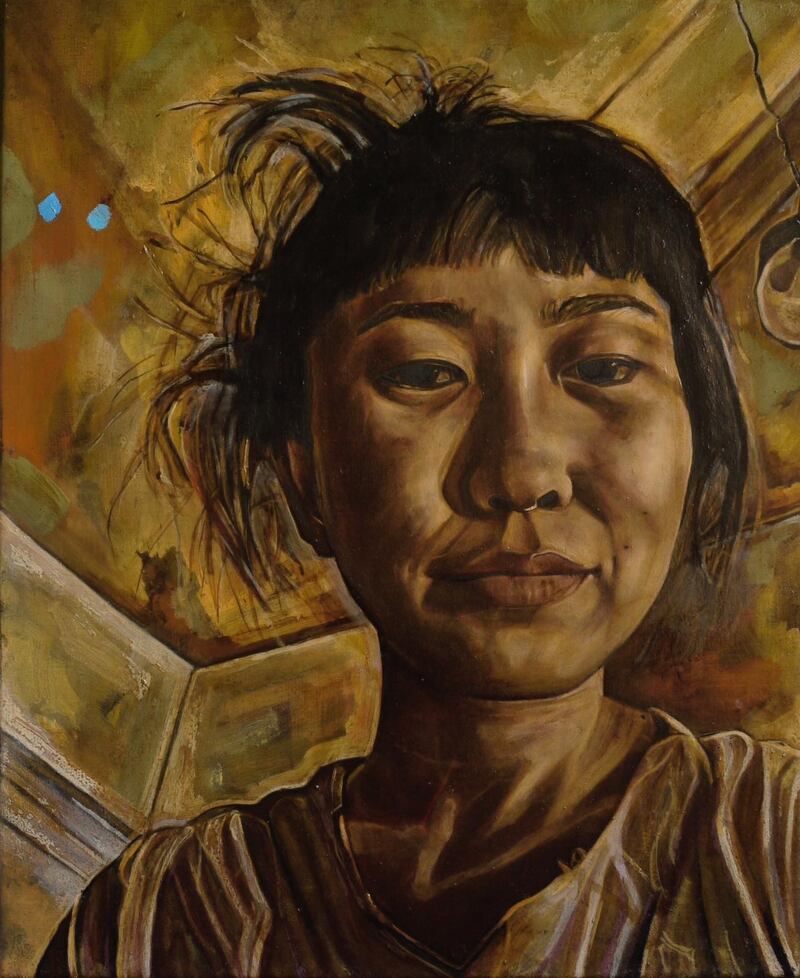 Portrait of Yuka, oil on linen, by David Hedderman