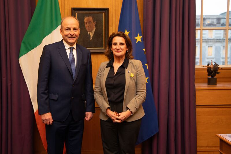 Teresa Ribera met with Taoiseach Micheál Martin in Dublin on Tuesday. Photograph: Government Information Service