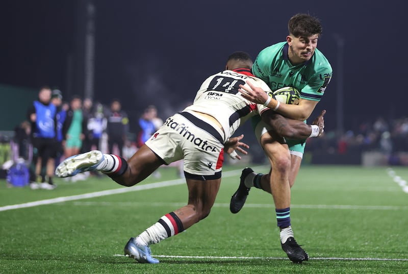 Chay Mullins in action for Connacht against Lyon at Dexcom Stadium in January. Photograph: James Crombie/Inpho