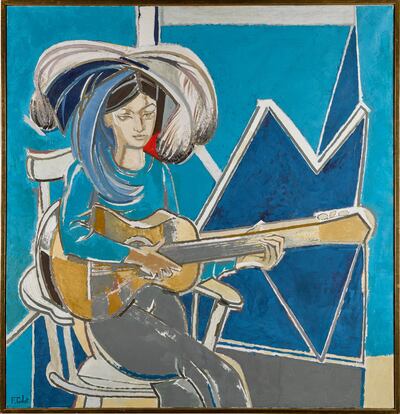 Paloma à la Guitare: painting by Françoise Gilot