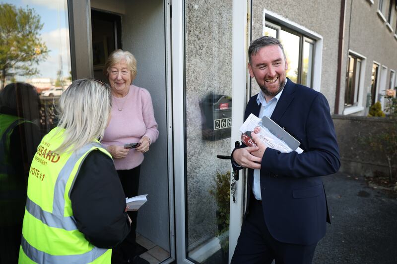 Independent Councillor Mike Cubbard canvassing in Galway on Thursday. Photograph: Enda O'Dowd