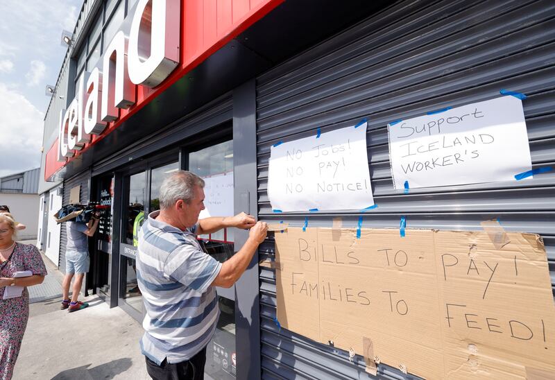 Iceland store in Coolock where three staff members were staging a sit-in after the store closed abruptly. Photograph: Alan Betson/The Irish Times

