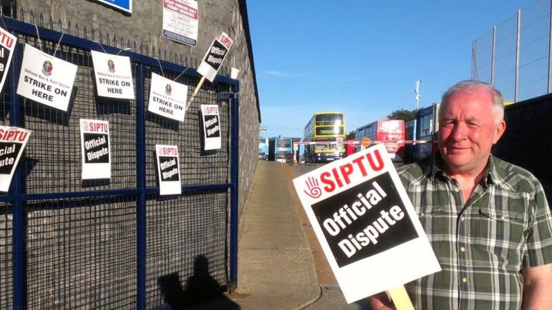 The picket outside the Broadstone bus garage this morning.