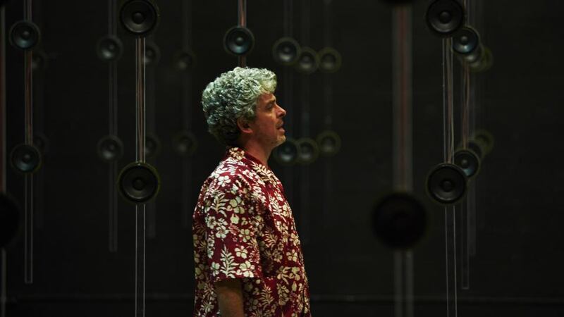 Andrew Bennett, one of two actors who occupy the skull in Pan Pan theatre company’s production of Embers. Photograph: Ros Kavanagh