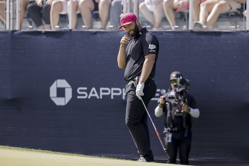 Jon Rahm of Spain on the ninth green during the final round of the 2025 PGA Championship golf tournament at Quail Hollow. Photograph: Erik S Lesser/EPA