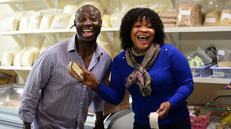 Parnell Street: Felix Ajayi and Cynthia Okonkwo. Photograph: Dara Mac Dónaill