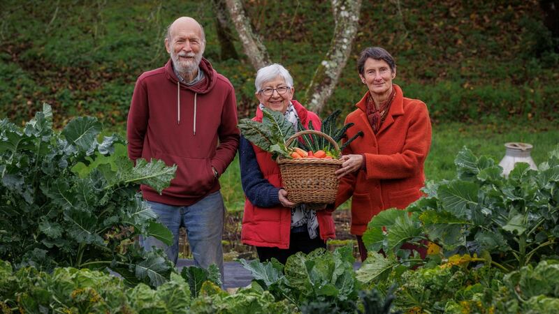 Roger Goodwillie, Olivia Goodwillie and Anne McLeod  in the gardens of Lavistown House,  Co Kilkenny. Photograph: Dylan Vaughan