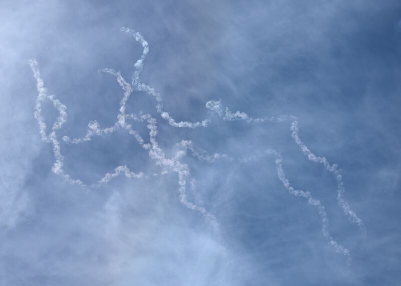 Smoke from intercepted missiles pictured in the sky over Doha, Qatar, March 5th, 2026. Photograph: EPA
