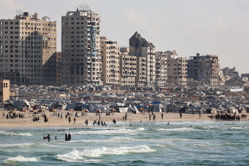 A makeshift displacement camp at the beach in Gaza City on September 18th. Photograph: Omar al-Qattaa/AFP via Getty